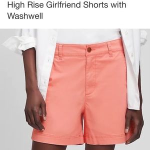 NWT High Rise Girlfriend Khaki Shorts with Washwell 4 Petite 27 gravlax pink NEW